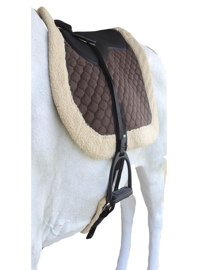 Professional Equine Horse Quilted English Bareback PAD Trail Fleece Neoprene Brown 72F47BR - Image 2